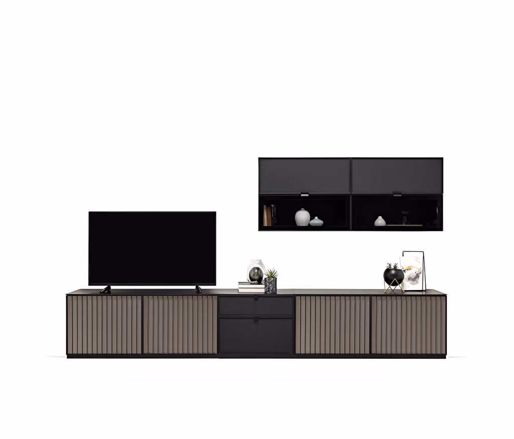 Riga Walnut-Black TV Unit Combination 3
