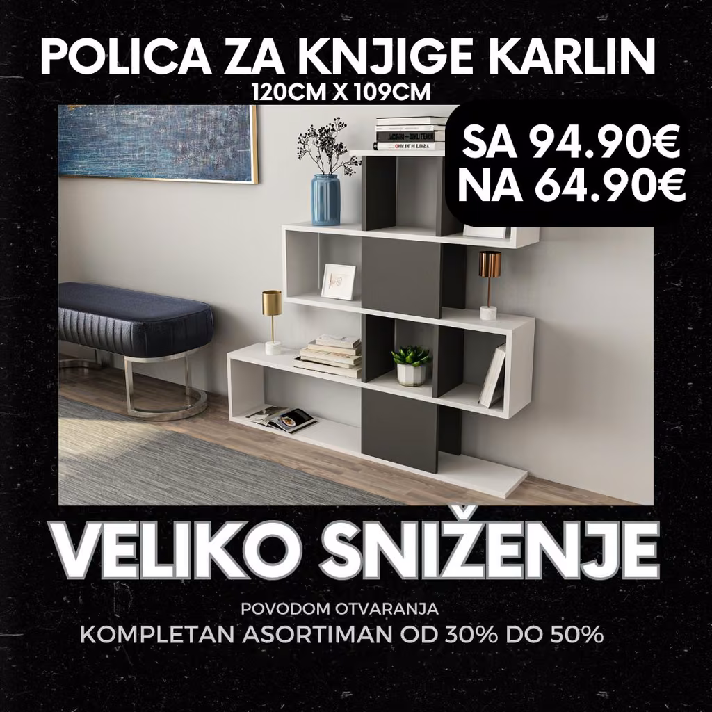 Karlin polica Antracit Bijela