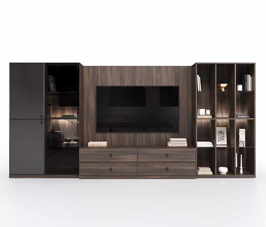 Parma Dark walnut-Black TV Unit Combination 1