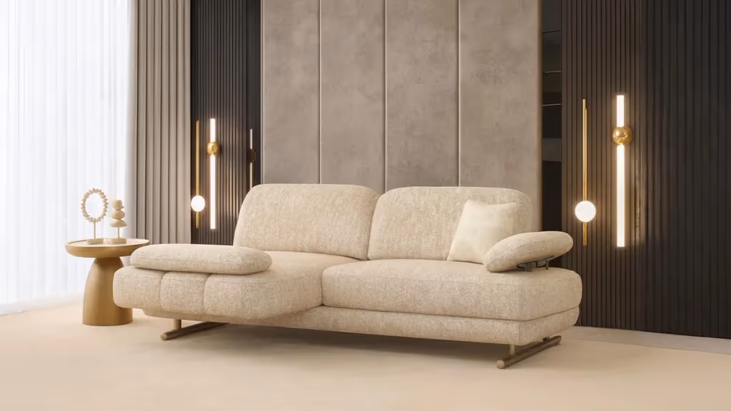 Nappa set sadrži dva trosjeda i fotelju u ekskluzivnoj tkanini, savršen za elegantne prostore