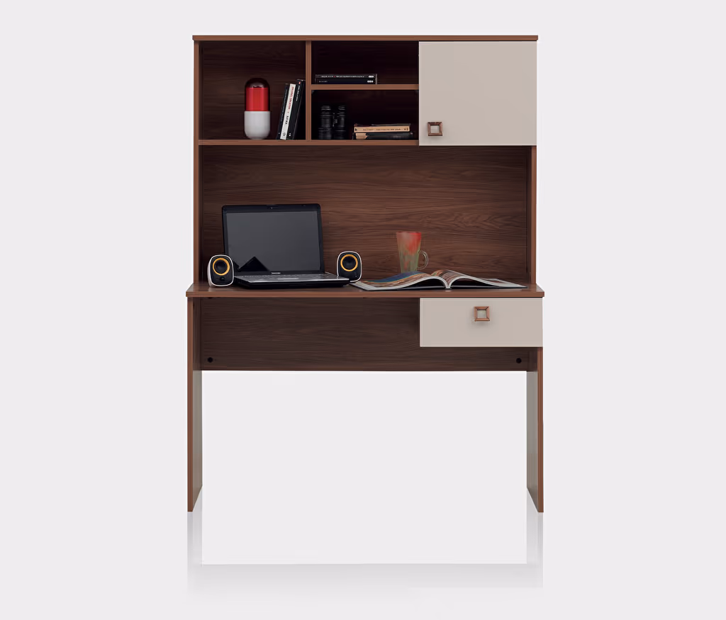 Mistral Walnut - Glossy Cream Study Desk