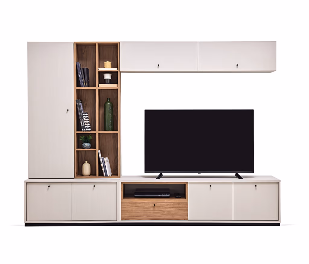 Loreto Off-White-Walnut TV Unit Combination 2