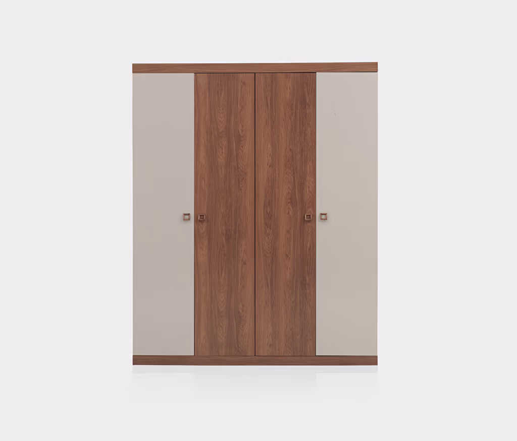 Mistral Walnut - Glossy Cream Wardrobe
