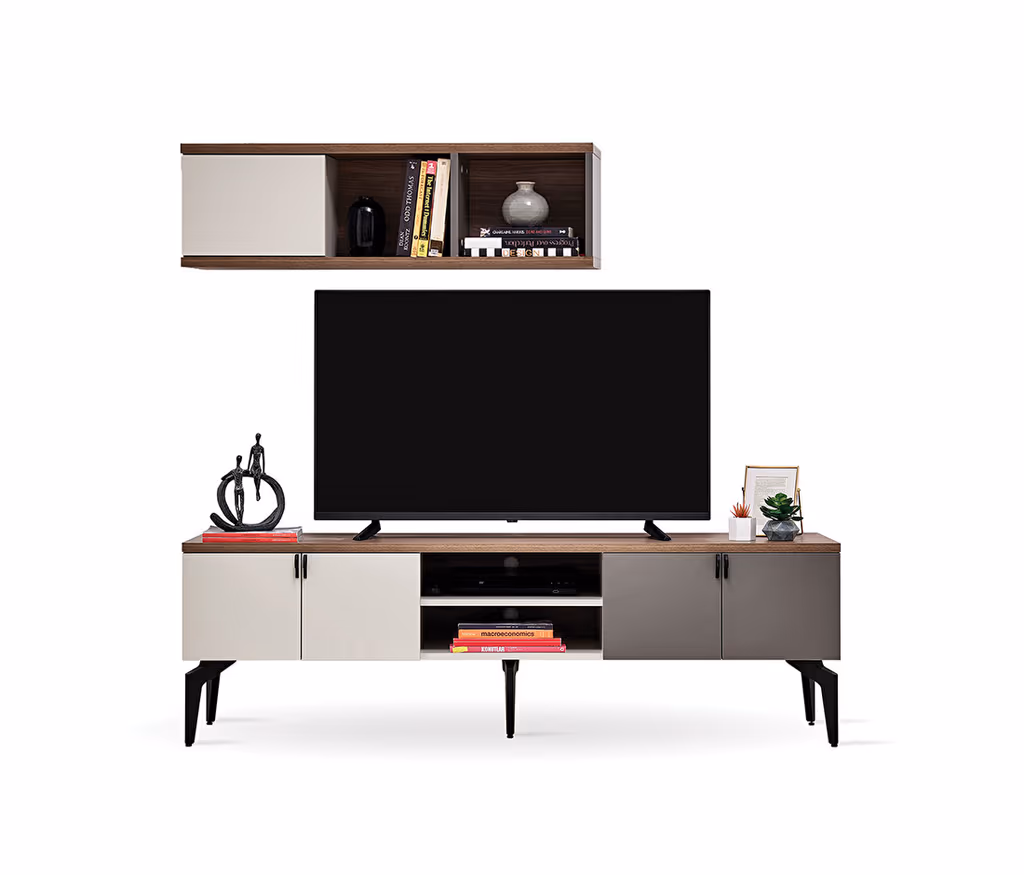 Cordell White-Gray-Walnut TV Unit Combination 1