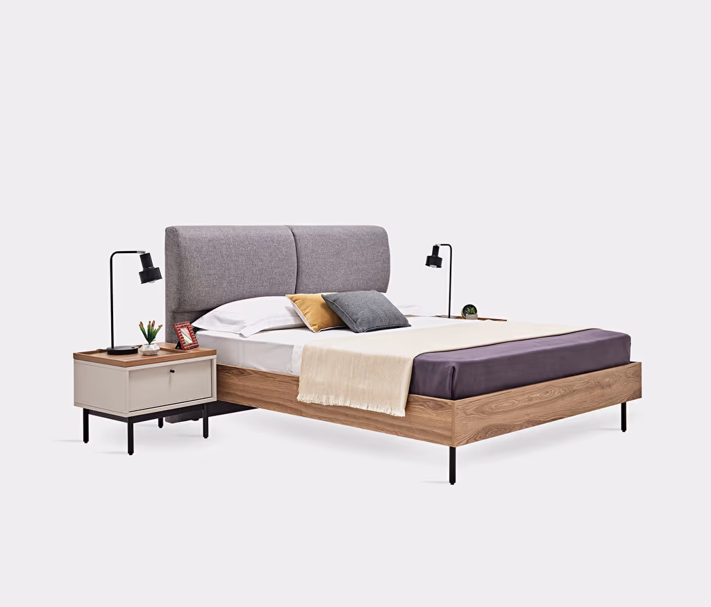Loreto Bedframe with Headboard + Wardrobe with 5 Doors + Dresser + Nightstand (2 Pieces)