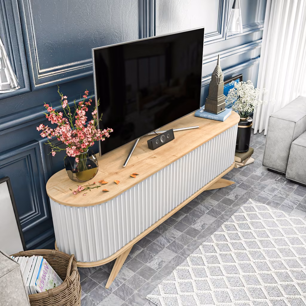 Stor TV 1800 Sapphire Oak&White