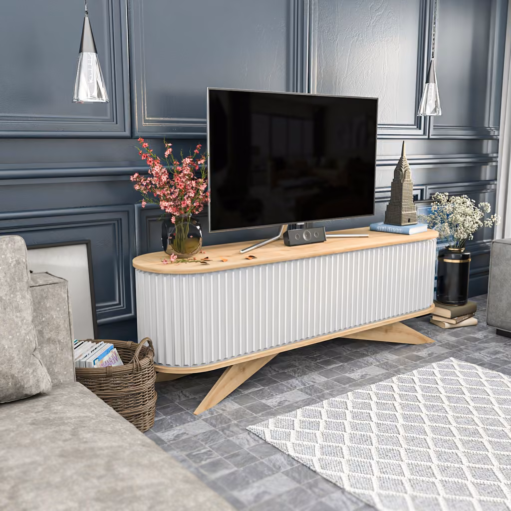 Stor TV 1800 Sapphire Oak&White
