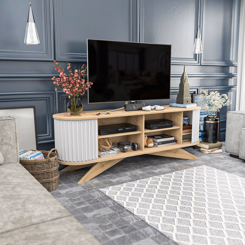 Stor TV 1800 Sapphire Oak&White