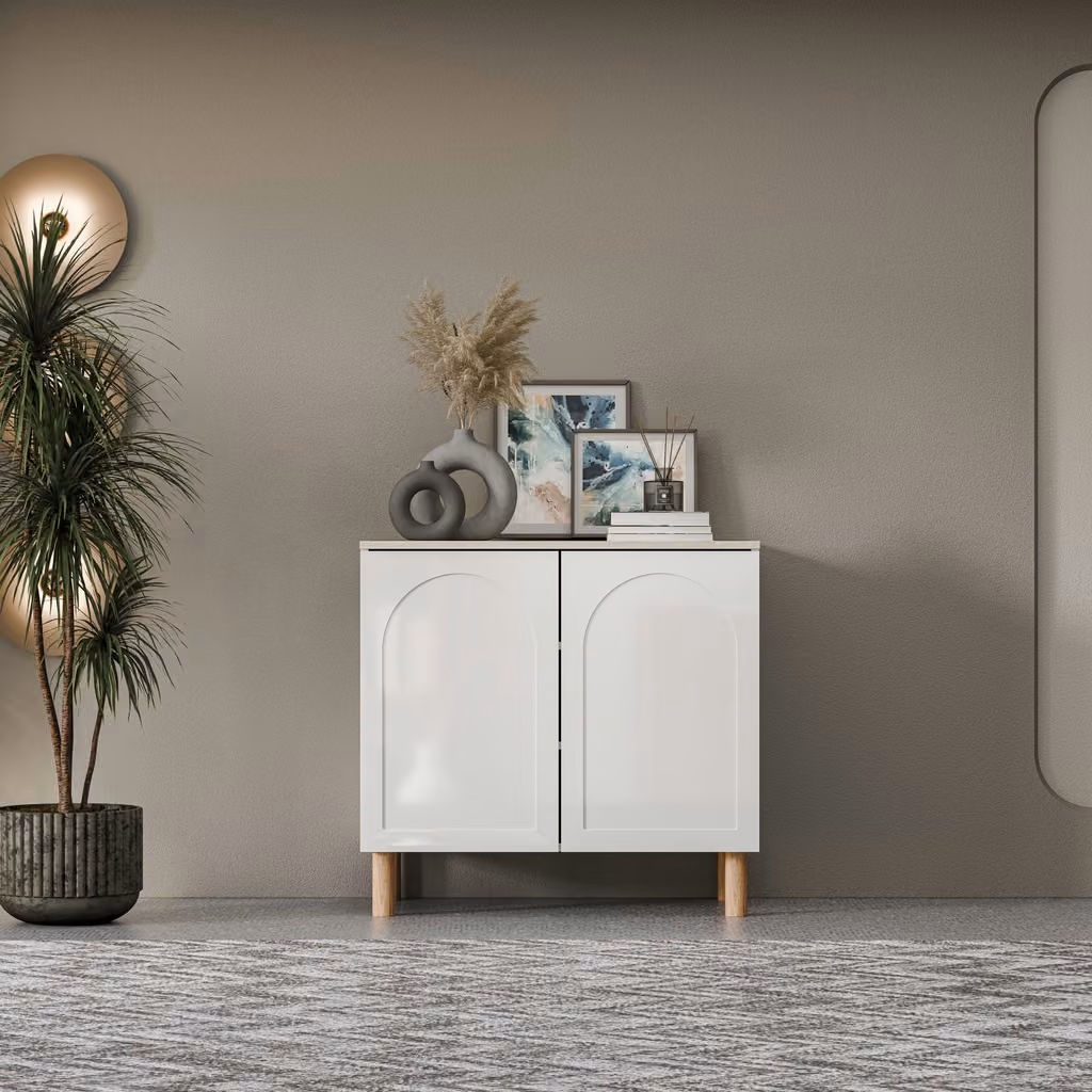 Bohem 90 cm komoda – Bijela / Travertin