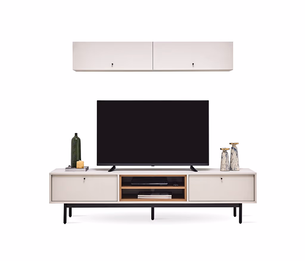 Loreto Off-White-Walnut TV Unit Combination 1
