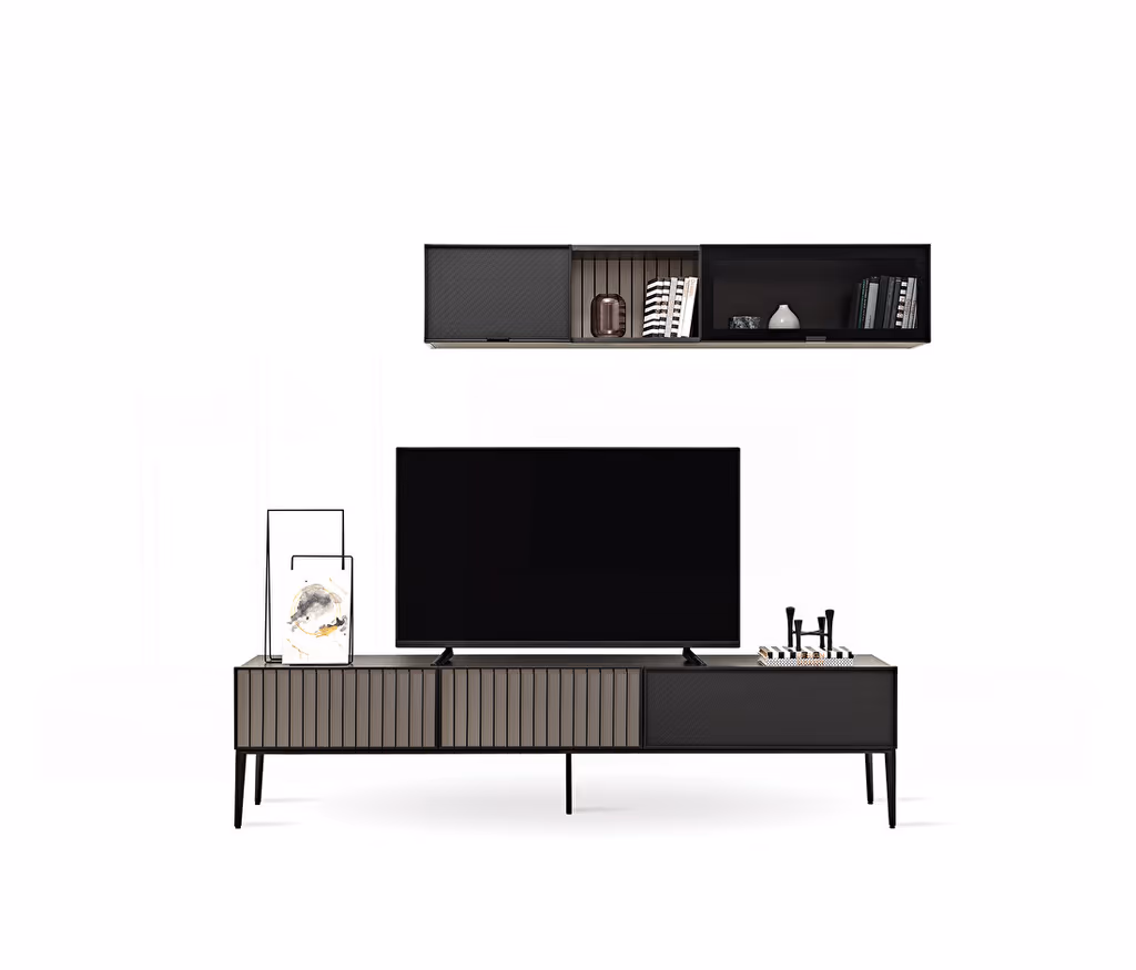 Riga Walnut-Black TV Unit Combination 1