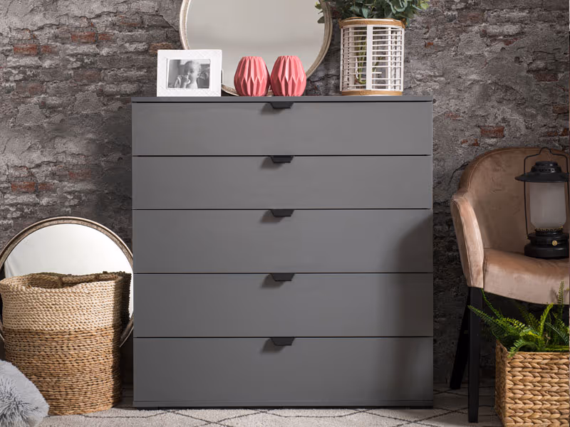 KOMODA DUERO 5F 90 grafit siva