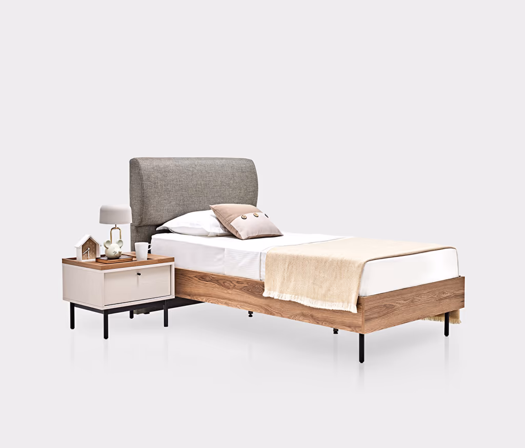 Loreto Bedframe with Headboard + Wardrobe with 2 Doors + Study Desk