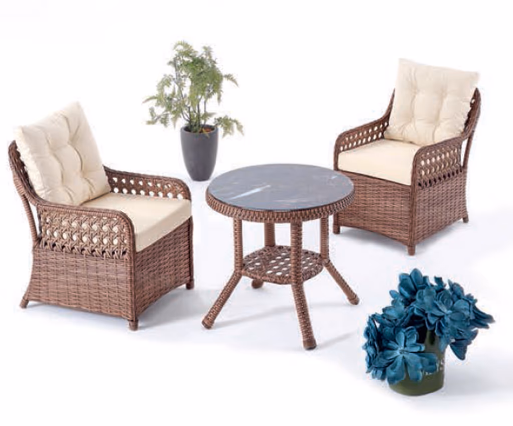 BAST.SET BEGONYA grey 2 FOTELJE +STO OVAL fi70