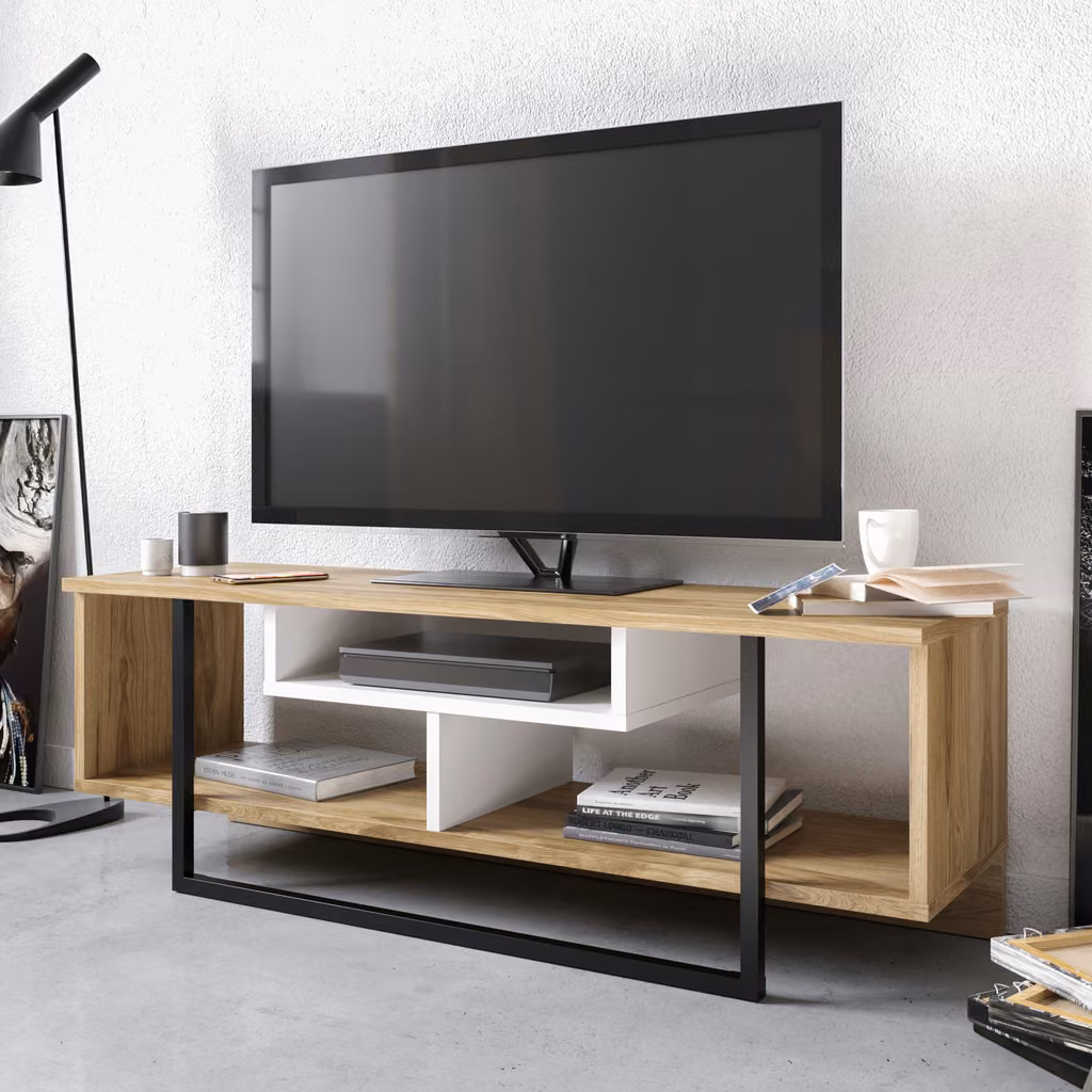 Asal 1200 Tv Oud Hrast&Bijela&Crna