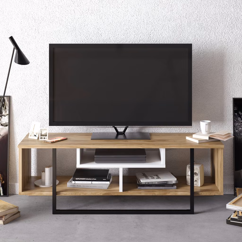 Asal 1200 Tv Oud Hrast&Bijela&Crna
