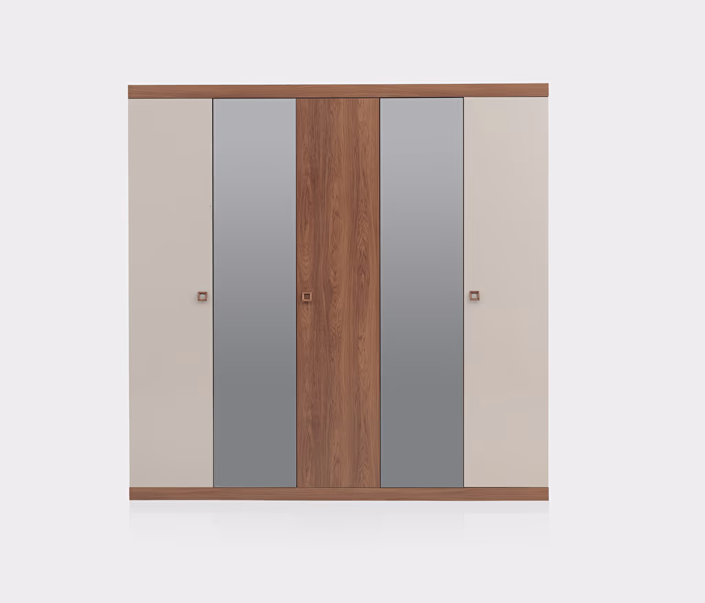 Mistral Walnut - Glossy Cream Wardrobe