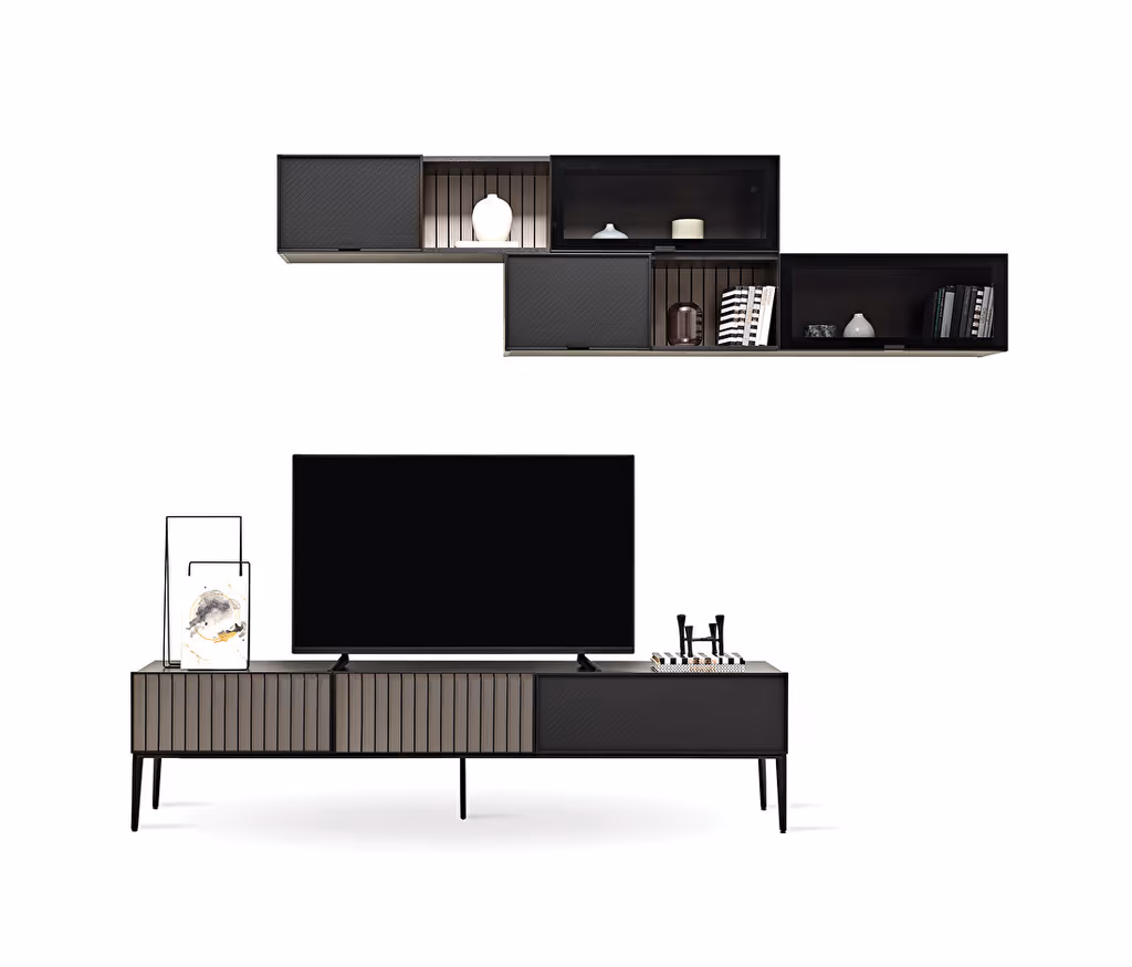 Riga Walnut-Black TV Unit Combination 2