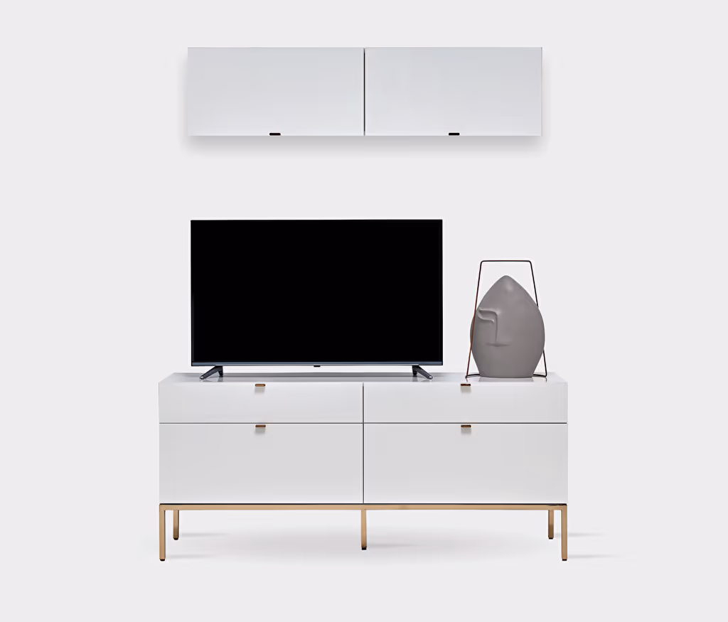 Legato 4 Drawer Standing TV Unit + Lift Door Top Module White Color