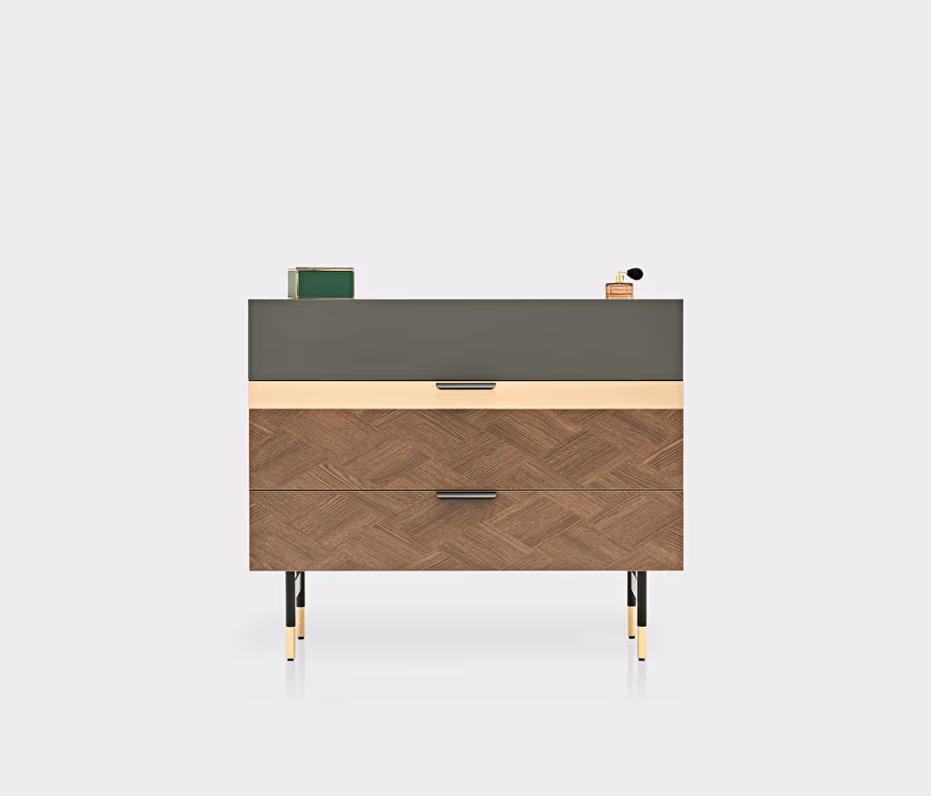 Dorian Walnut-Dark Gray Chest of Drawers