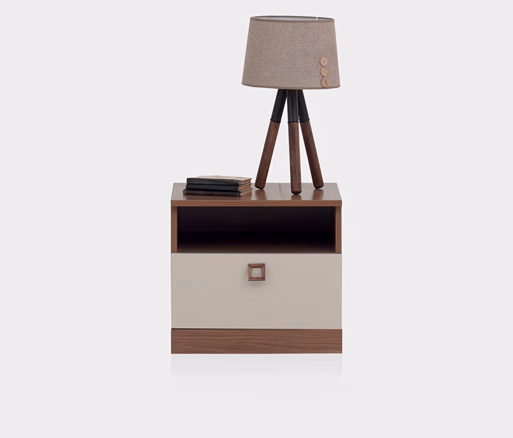 Mistral Walnut - Glossy Cream Nightstand
