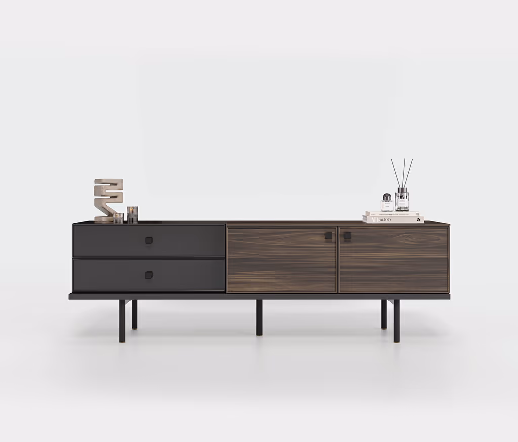 Parma Dark Walnut-Black TV Stand 190x60 cm (WxH)