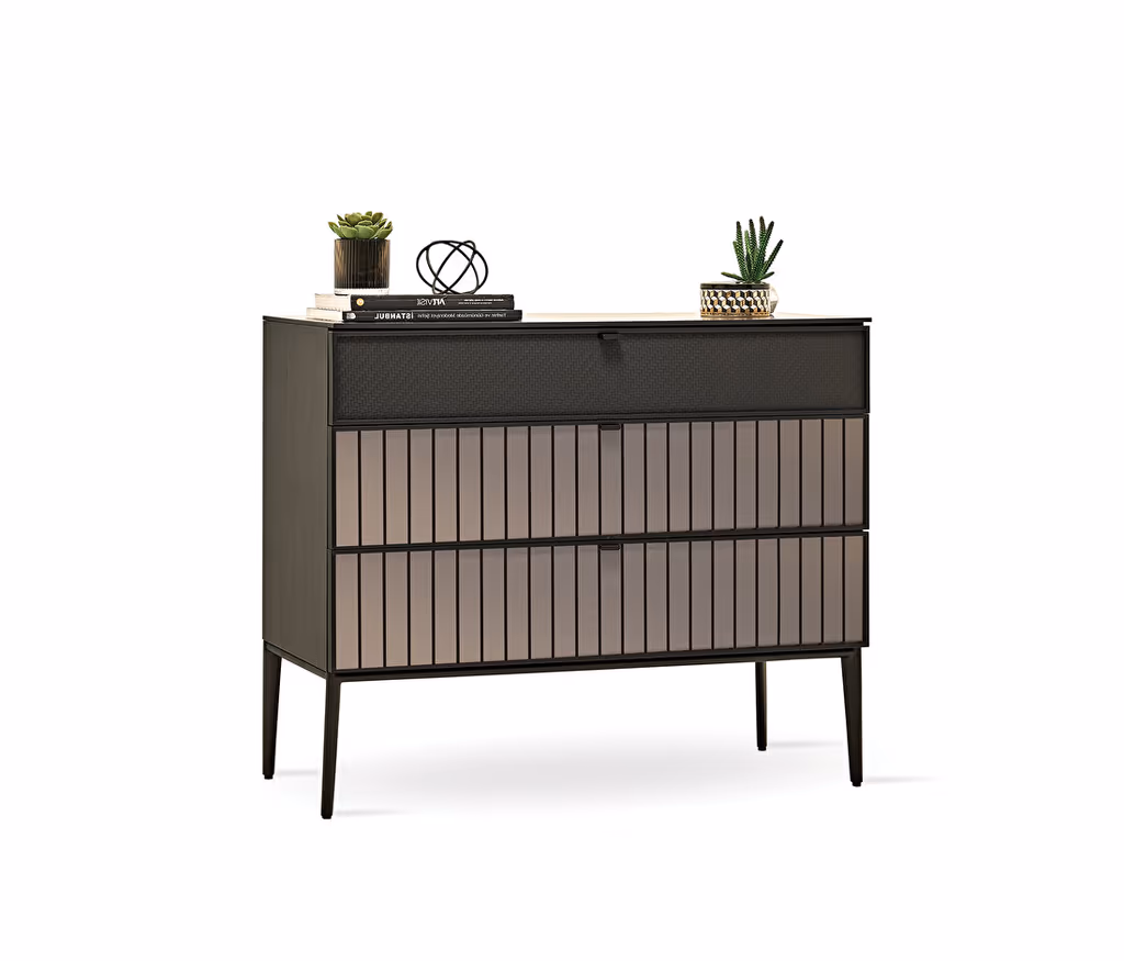 Riga Walnut-Black Chest of Drawers