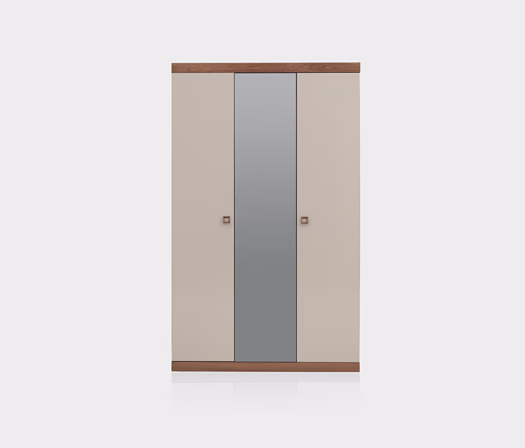 Mistral Walnut - Glossy Cream Wardrobe