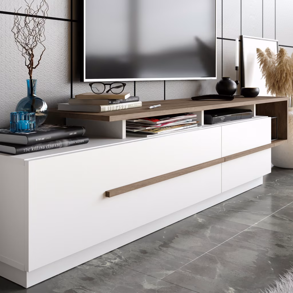 Pia Tv Walnut&White