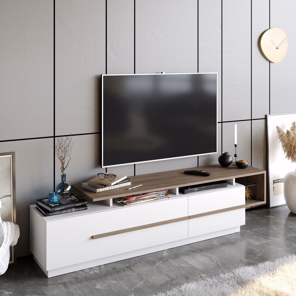Pia Tv Walnut&White