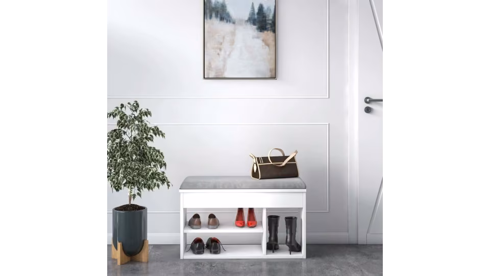Pera Cushioned Shoe Cabinet White