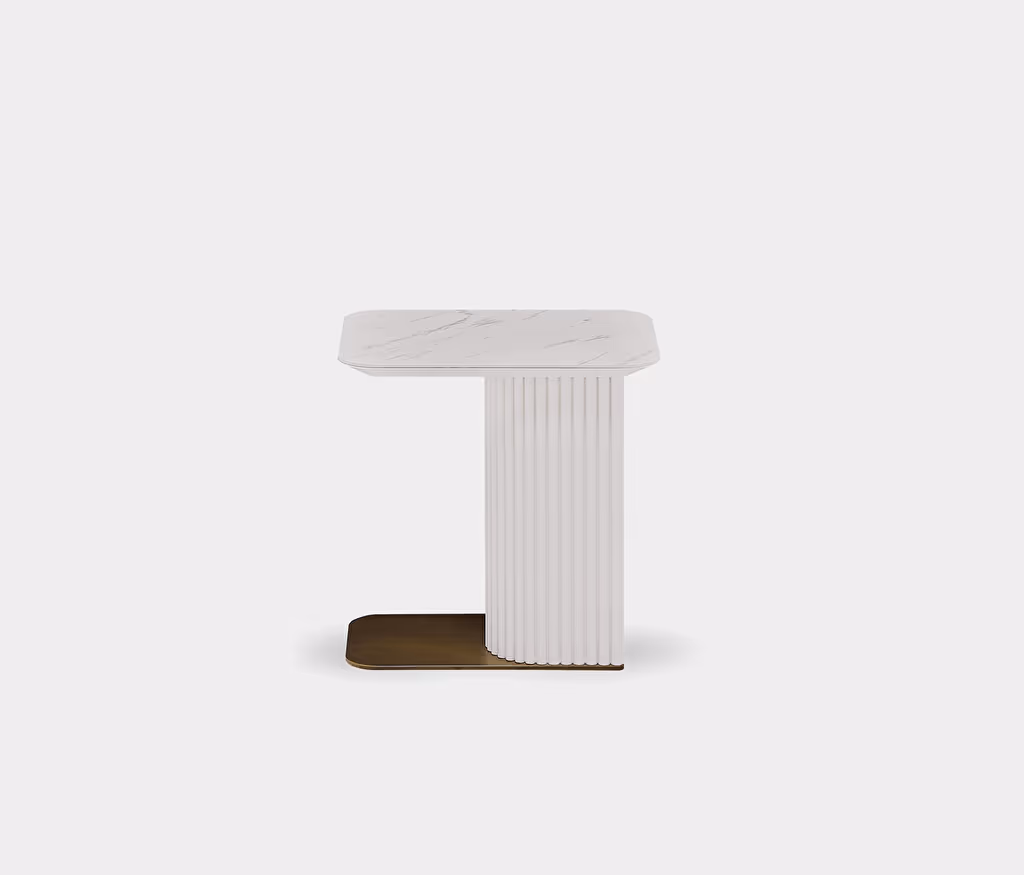 Dallas White C Shape Side Table