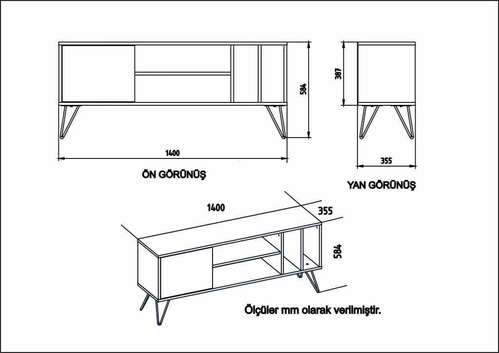 Mistico 1400 Tv Walnut&White