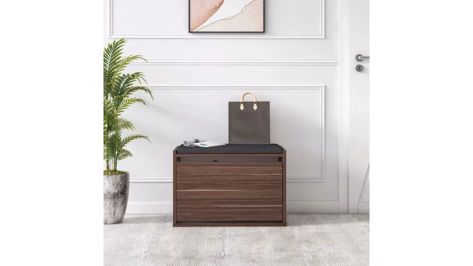 Tona Shoe Cabinet with Cushion Walnut